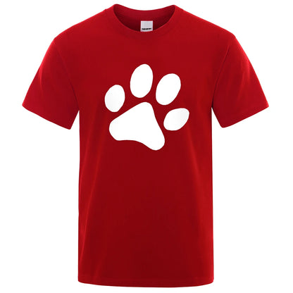 White Puppy Paw Print Man's T Shirts Comfy Crewneck Breathable Clothing Vintage Casual Men T-Shirts Oversize Vintage Tshirts