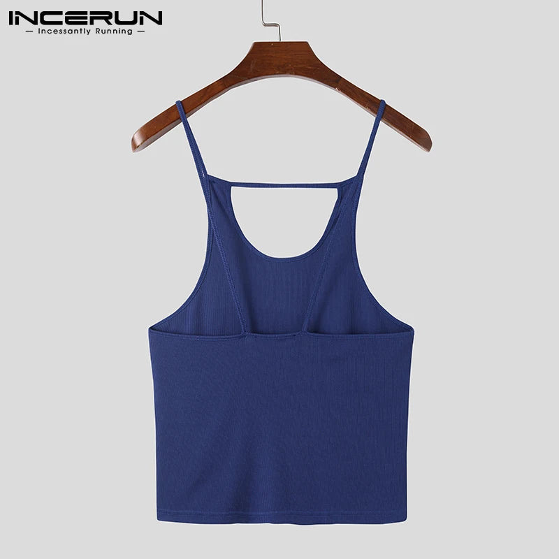 INCERUN Tops 2022 Style américain Nouveaux hommes Sexy Loisirs Gilets Décontractés Streetwear Débardeurs Homme Solide Confortable Gilet S-5XL