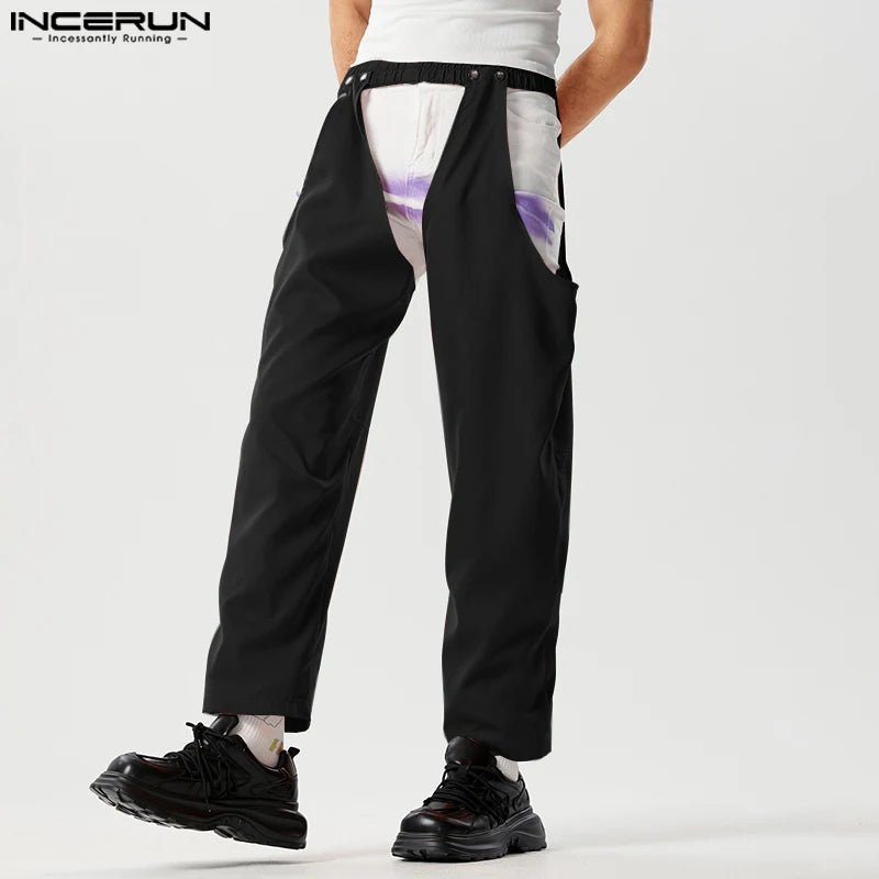 INCERUN 2023 Élégant Nouveaux Hommes Pantalons Personnalité Évider Conception Pantalon Décontracté Streetwear Solide Tout-match Pantalons Longs S-5XL