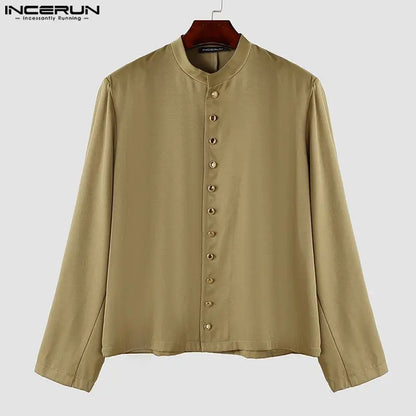 Mode Bien Ajusté Hauts INCERUN Hommes Simple Rangée Bouton Conception Costume Manteaux Décontracté Solide À Manches Longues Cardigan Blazer S-5XL 2024