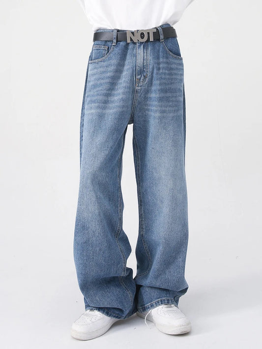 HOUZHOU Übergroße Jeans Männer Koreanische Casual Distressed Denim Hosen Männlichen Blau Gerade Hose Lose High