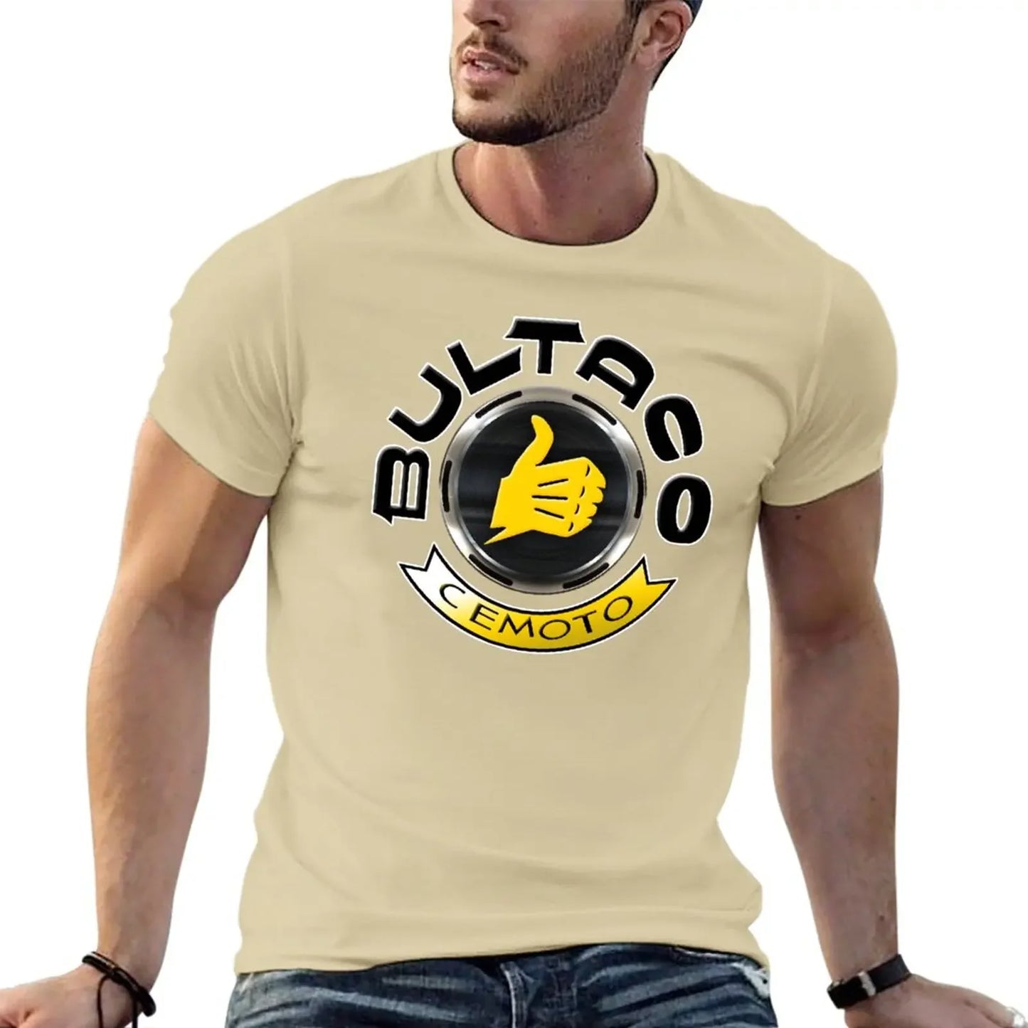 Streetwear Klassisches Herren Sommer Hochwertiges T-Shirt Bultaco Cemoto Motorräder Print T-Shirt Unisex Fashion Rundhals T-Shirt Schwarz