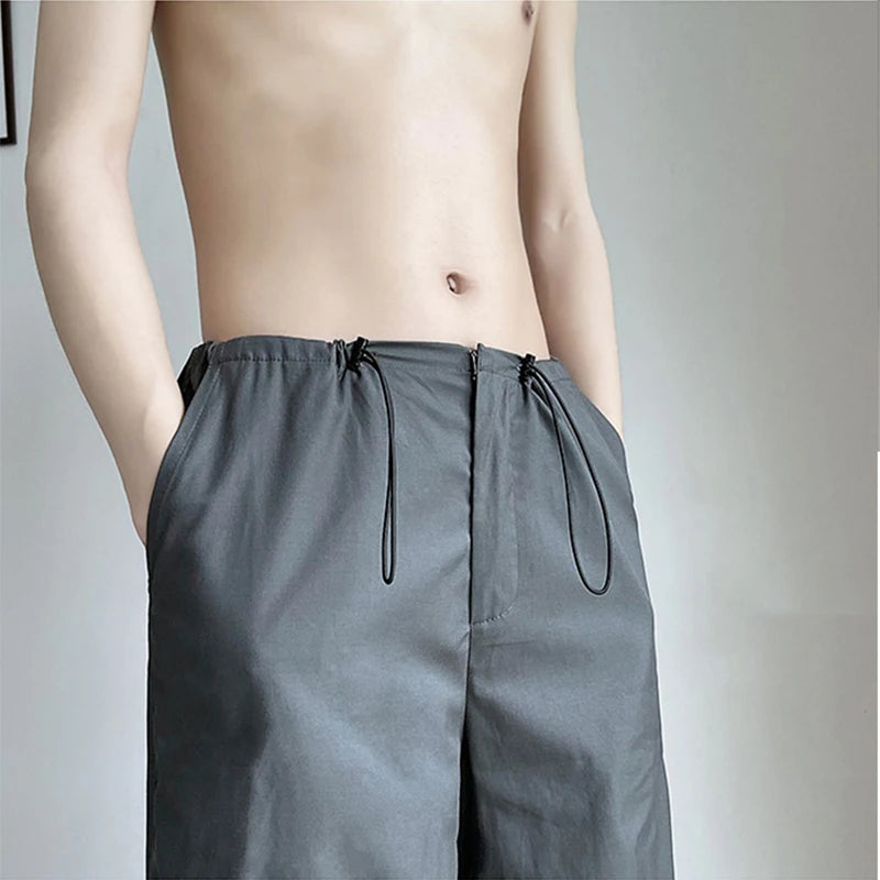 HOUZHOU Parachute Pants Men Japanese Wide Leg Trousers Male Summer Loose Casual Quick Drying Streetwear Hip Hop Pleated