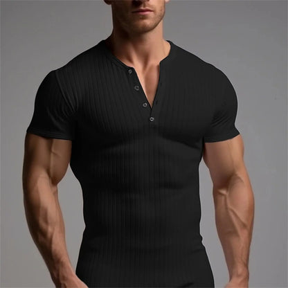 Herren T-Shirt Sommer Laufsport Fitness Kleidung Muscle Slim Fit Kurzarm T-Shirt V-Ausschnitt Casual Tops männliches T-Shirt