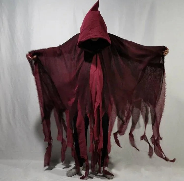 Costume unisexe d'Halloween fantôme détraqueurs Cosplay gothique horreur zombie en lambeaux capes à capuche accessoires de fête du jour des morts capes