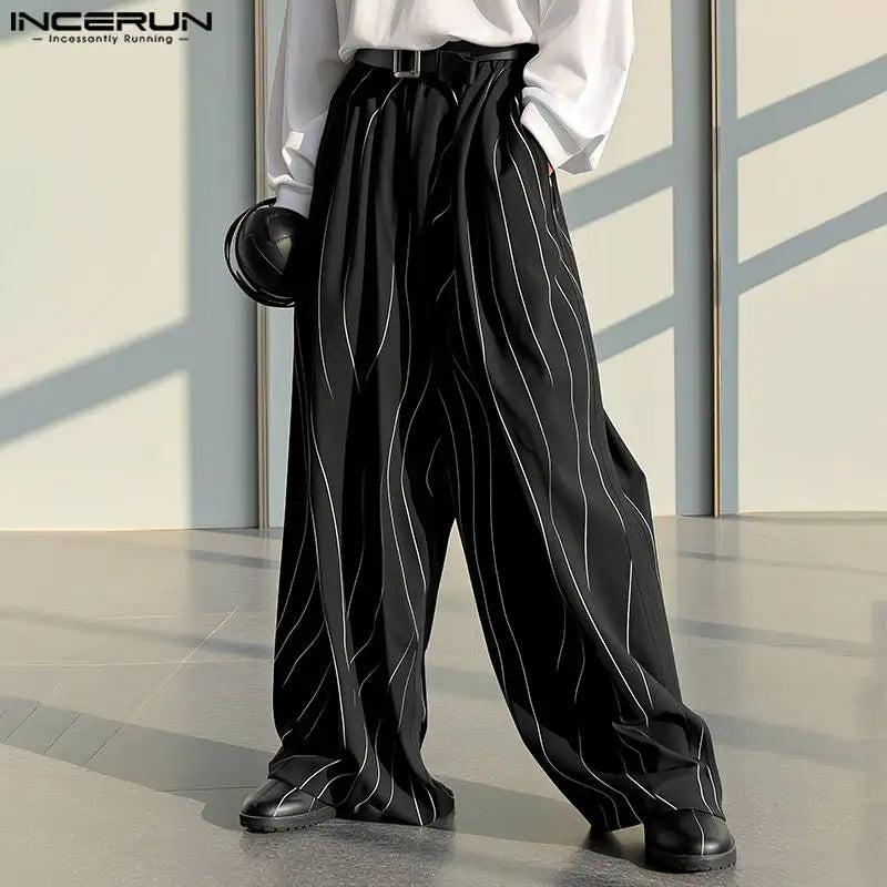 2023 Men Casual Pants Printing Elastic Waist Joggers Loose Korean Trousers Men Streetwear Fashion Male Long Pants S-5XL INCERUN