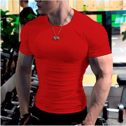 Herren T-Shirt Sommer Kurzarm Rundhals Kurzarm T-Shirt Fitness T-Shirt Fitnessshirt ...