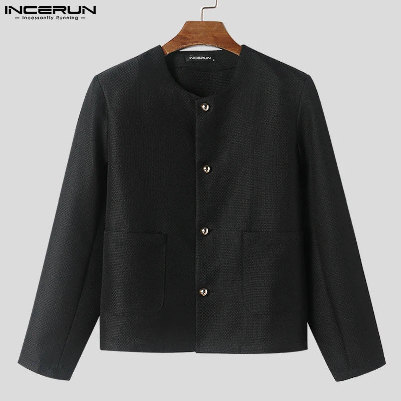 INCERUN Tops 2023 Amerikanischer Stil Neue Männer Modische Symmetrische Design Solide Blazer Casual Street Langarm Anzug Mäntel S-5XL