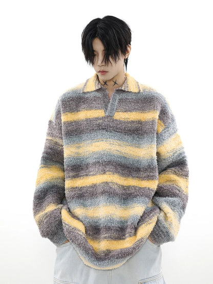 HOUZHOU Striped Sweater Men Knitted Oversize Pullovers for Man Sweaters and Jumpers Male Loose Casual Streetwear Hip Hop Winter