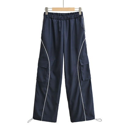 Pantalon de sport HOUZHOU pour homme, jogging, survêtement, pantalon cargo à jambe large, noir, streetwear, ample, décontracté, américain