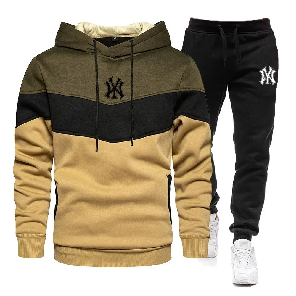 Neu Herren-Sets Frühling Herbst Reißverschluss Hoodie und Hose 2 Stück Lässige Herrenmarke Laufen Jogging Sportbekleidung Anzug