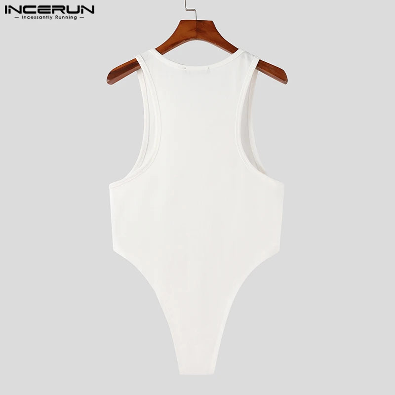 Korean Style Sexy Fashion Mens Tops INCERUN Simple Solid Waistcoat Casual Streetwear Style Male Sleeveless One-piece Vests S-5XL