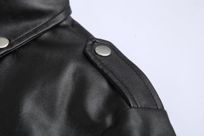 Men PU Leather Jacket Motorcycle Fashion Slim Fit Leather Coat