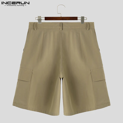 INCERUN 2023 Style coréen Nouveau Hommes Multi-poches Conception Cargo Shorts Décontractés Streetwear Mâle Solide Tout-match Simple Shorts S-5XL