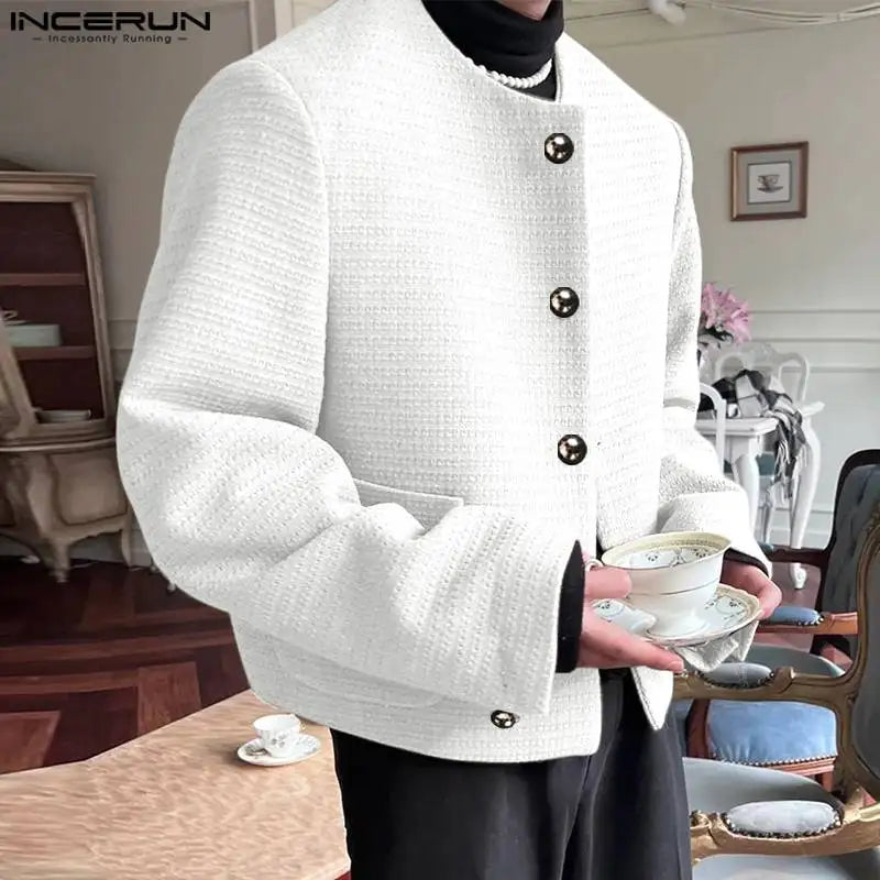 INCERUN Tops 2023 Style américain Nouveaux hommes à la mode Design symétrique Blazer solide Décontracté Rue Manches longues Costume Manteaux S-5XL