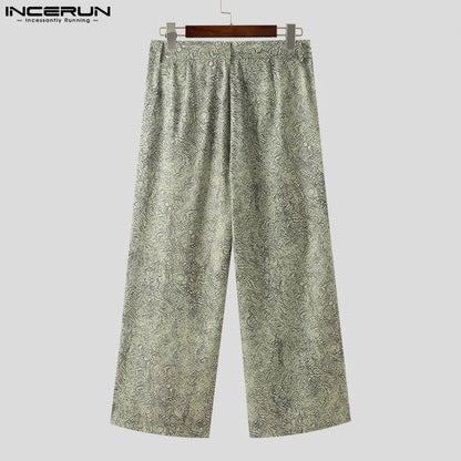 INCERUN 2024 American Style Fashion New Men's Trousers Straight Leg Printing Pattern Long Pants Casual Hot Sale Pantalons S-5XL