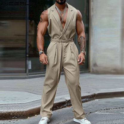 INCERUN 2024 Amerikanischen Stil Stilvolle Overalls Neue Herren Einfache Solide Komfortable Strampler Streetwear Männlichen Heißer Verkauf Bodys S-5XL