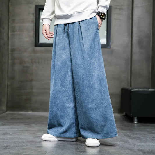 HOUZHOU Baggy Corduroy Pants for Men Japanese Oversize Wide Leg Trousers Male Big Size Casual Streetwear Hip Hop Harajuku 5XL