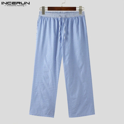 INCERUN 2024 Koreanische Stil Pantalons Herren Dünne Vertikale Streifen Design Lange Hosen Casual Clubwear Heißer Verkauf Breite Bein Hosen S-5XL