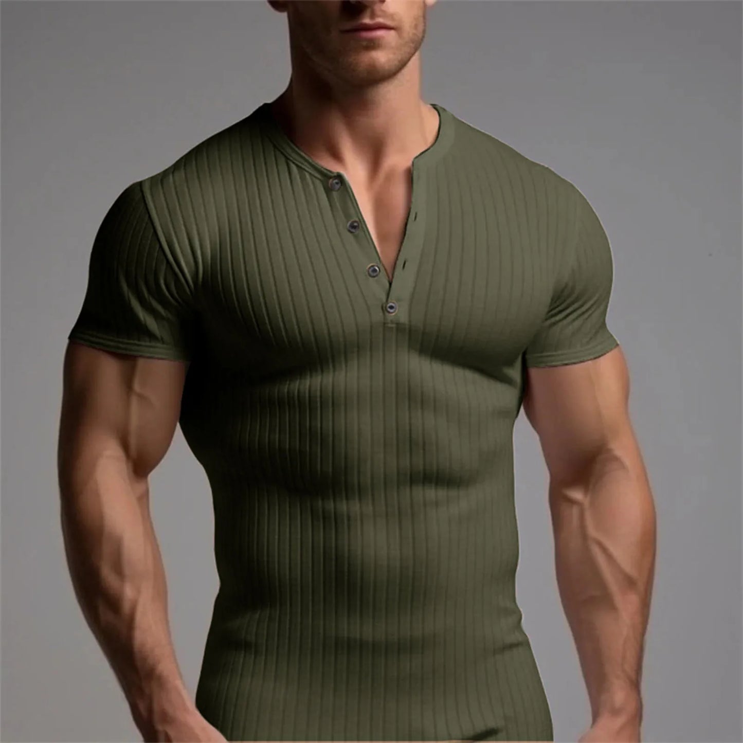 Herren T-Shirt Sommer Laufsport Fitness Kleidung Muscle Slim Fit Kurzarm T-Shirt V-Ausschnitt Casual Tops männliches T-Shirt