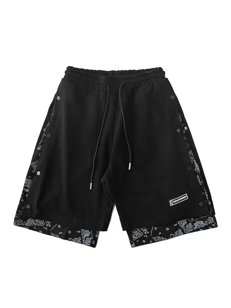 HOUZHOU Men's Shorts for Men Basketball Short Homme Paisley Summer Black Clothes for Men Hippie Streetwear Hip Hop Harajuku