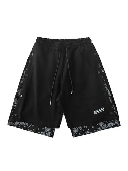 HOUZHOU Short Homme pour Homme Basketball Short Homme Paisley Été Noir Vêtements pour Hommes Hippie Streetwear Hip Hop Harajuku