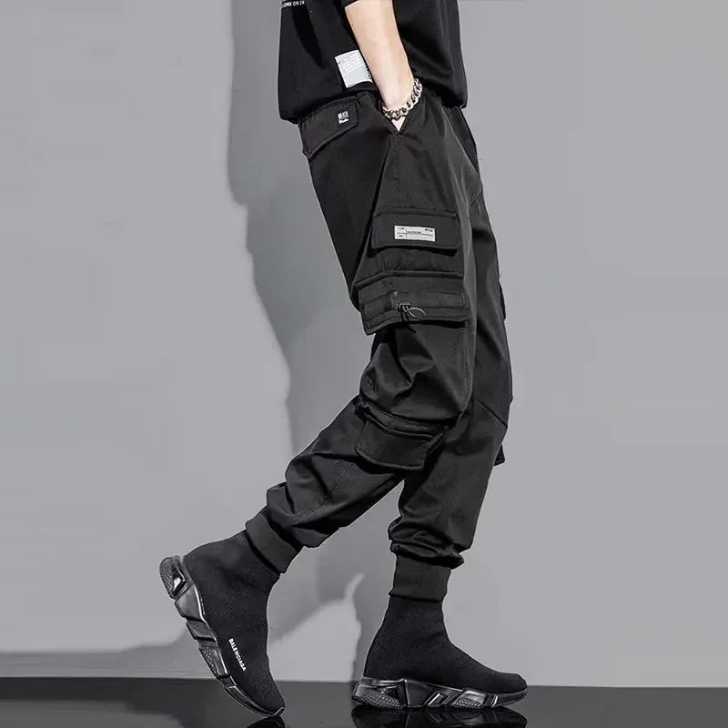 HOUZHOU Cargo Pants Man Summer Fashion Streetwear Hip Hop Black Trousers Male Harajuku Pockets Techwear Cargo Pants Men Hippie