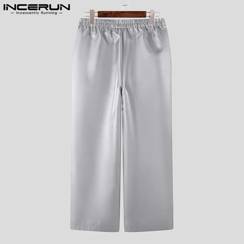 INCERUN 2024 Koreanische Stil Pantalons Männer Stilvolle Funkelnden Stoff Design Lange Hose Freizeit Clubwear Heißer Verkauf Feste Hosen S-5XL