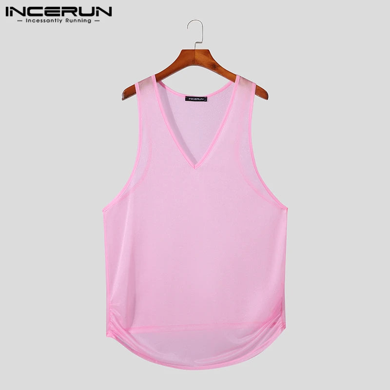 INCERUN Tops 2024 American Style Fashion Men's Personality Deconstruction Vests Casual Clubwear Hot Selling Thin Tank Tops S-5XL