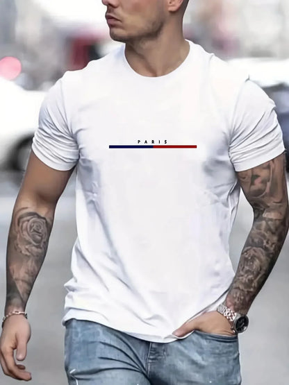 Paris Kurzarm Herren T-Shirt 100% Baumwolle Hohe Qualitätlockere Oberteile Große Kleidung für MännerLuxus-Modemarken