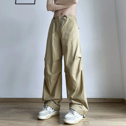 HOUZHOU Parachute Pants Men Japanese Wide Leg Trousers Male Summer Loose Casual Quick Drying Streetwear Hip Hop Pleated