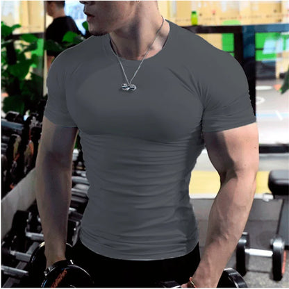 Herren T-Shirt Sommer Kurzarm Rundhals Kurzarm T-Shirt Fitness T-Shirt Fitnessshirt ...