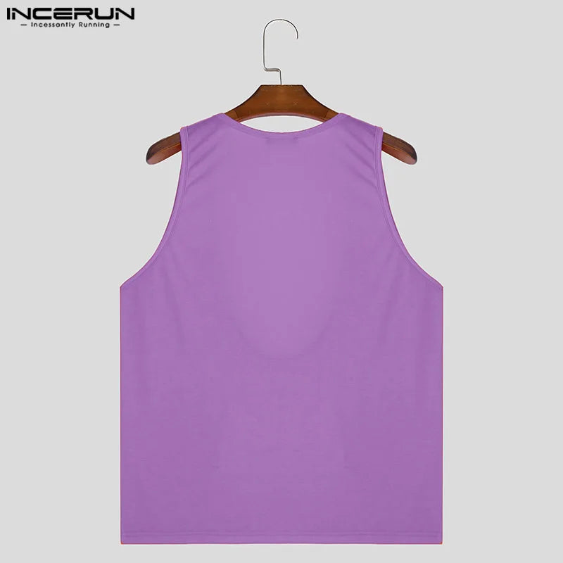 2024 Men Tank Tops Solid Color Summer Sleeveless Sexy Breathable Male Vests Streetwear Fashion Casual Men Clothing S-5XL INCERUN