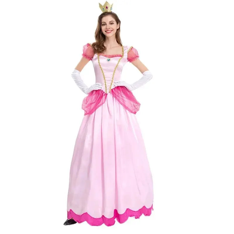 New Princess Dress Palace Party Queen Skirt Pink Peach Blossom Clothes Anime Halloween Costumes for Women