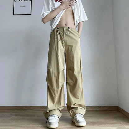 HOUZHOU Parachute Pants Men Japanese Wide Leg Trousers Male Summer Loose Casual Quick Drying Streetwear Hip Hop Pleated