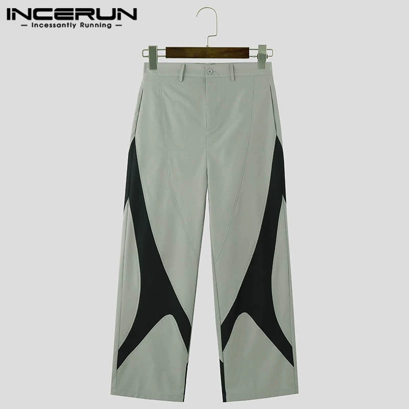 INCERUN 2024 Korean Style Pantalons Men's Deconstructive Splicing Design Long Pant Casual Well Fitting Male Solid Trousers S-5XL