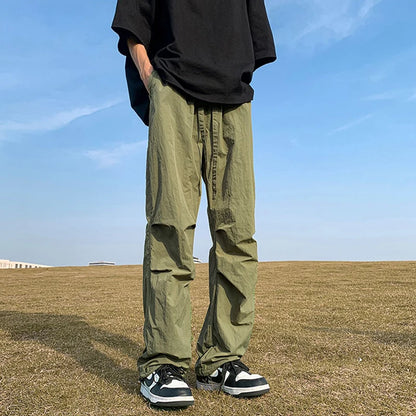 HOUZHOU Sommer Cargohose Herren Schwarz Weite Cargohose Männlich Grün Lässig Locker Japanisch Koreanisch Streetwear Hip Hop Safari Style