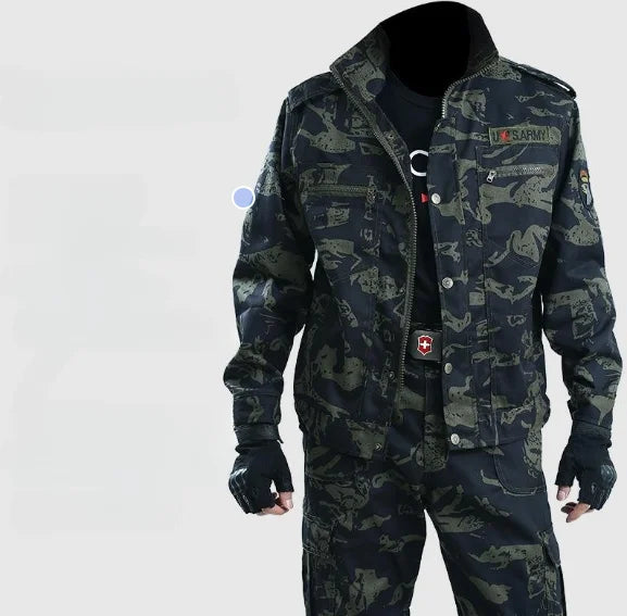 Wear-resistant camouflage suit for men and women's work clothes Spring and autumn thickened labor protection clothing, dirt resi