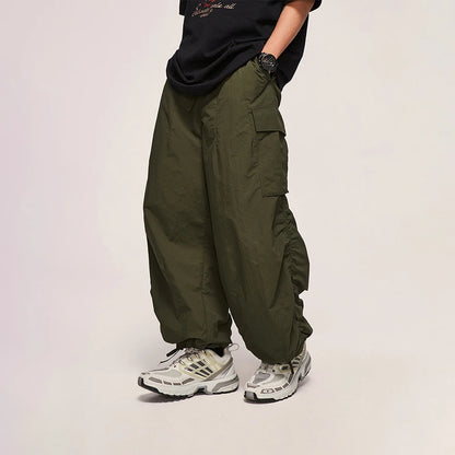 HOUZHOU Baggy Cargo Pants Men Parachute Oversize Cargo Wide Leg Trousers Male Summer Loose Casual Streetwear Hip Hop Pocket