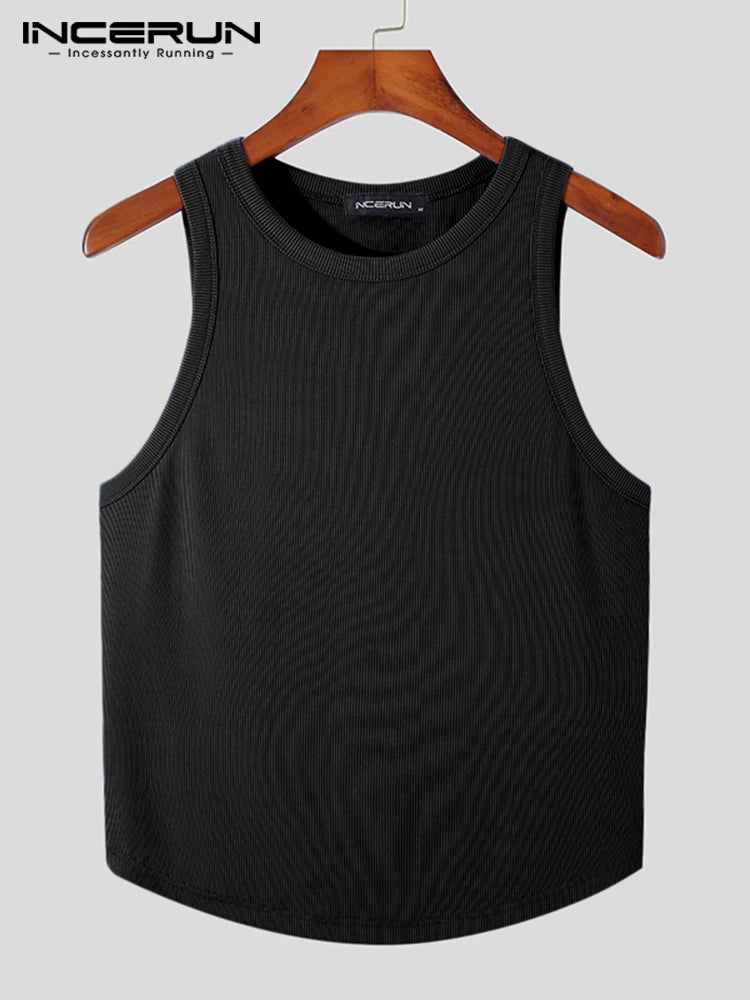 INCERUN Tops 2023 Vêtements d'été Gilets en tricot pour hommes Couleur unie Confortable Mode masculine Décontracté Vente chaude Spectacles de fête Débardeurs S-5XL