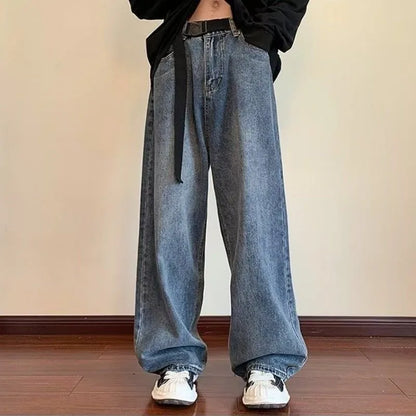 HOUZHOU Baggy Jeans Men Y2K Oversize High Waist Denim Pants Male Streetwear 90S Wide Leg Trousers Hip Hop Japanese Casual