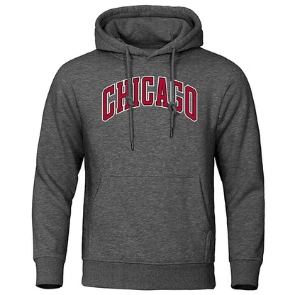 Chicago Basketball Uniform Street Printed Hoodie Men Personality Loose Clothing Pocket Pullover Hooded Soft Comfortable Hoody