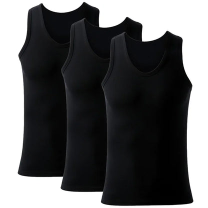 Lot de 3 débardeurs en coton pour homme, débardeurs respirants et solides, sous-vêtements d'été sans manches, débardeur A-Shirt pour exercice et fitness