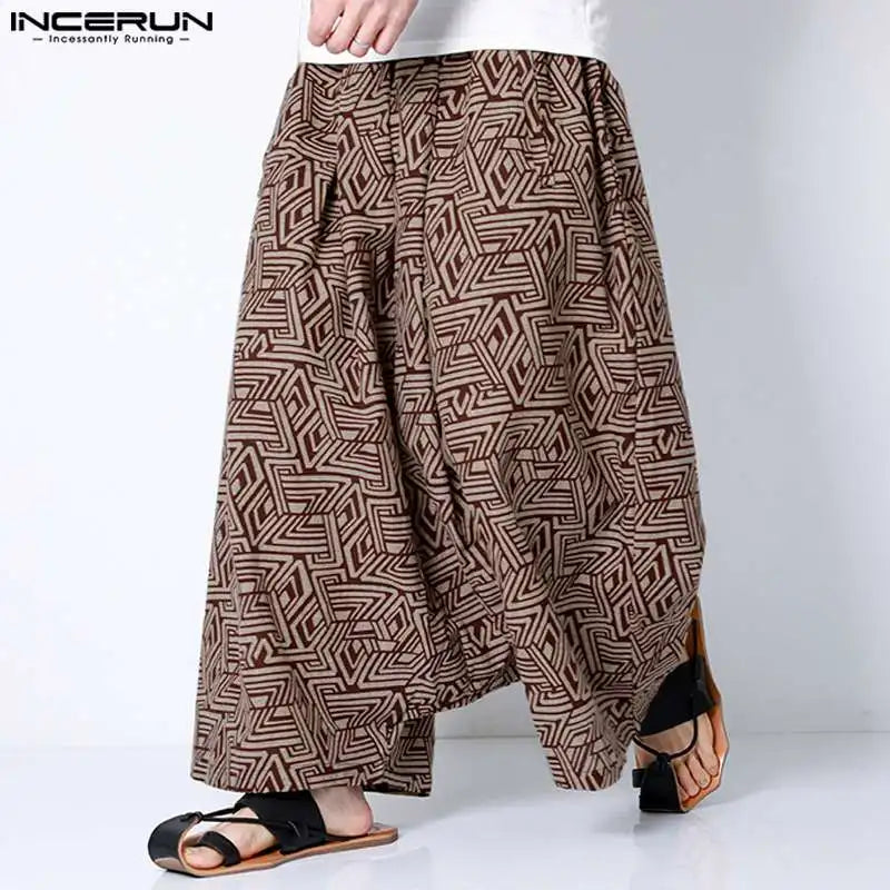 INCERUN 2023 Chinesischen Stil Männer Hosen Ethnische Druck Lose Sitzende Hose Casual Streetwear Männlichen Heißer Verkauf Pantalons S-5XL