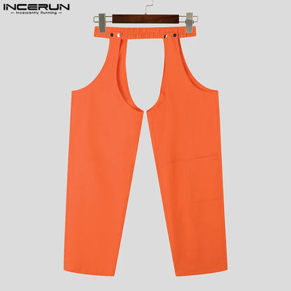 INCERUN 2023 Stilvolle Neue Männer Pantalons Persönlichkeit Aushöhlen Design Hosen Casual Streetwear Solide Alle-spiel Lange Hosen S-5XL