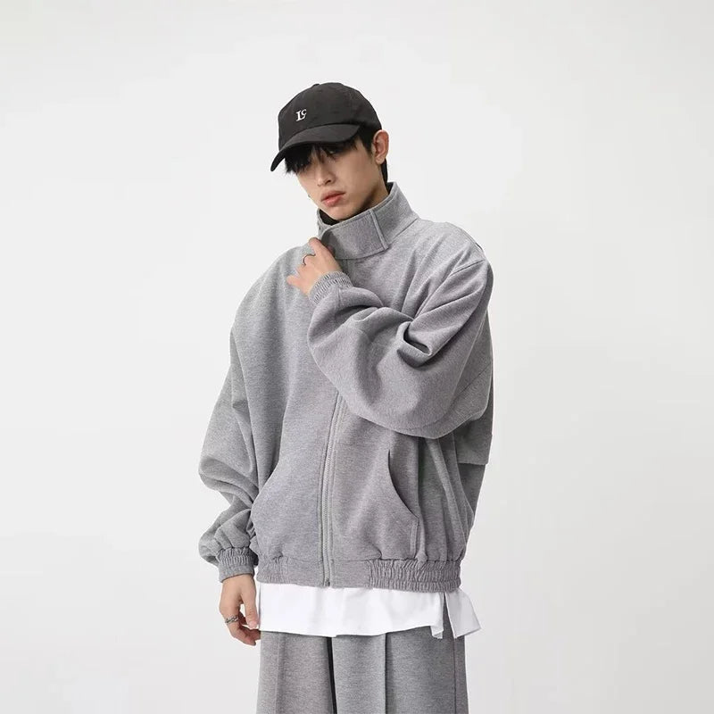 HOUZHOU Sports Suits Pants Sets for Men 2 Piece Sets Couple Matching Outfits Clothing Hoodies Sweatshirt Gray Korean Streetwear